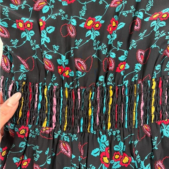 Betsey Johnson New York Vintage 90s Silk Floral Long Sleeve Dress - Picture 7 of 12